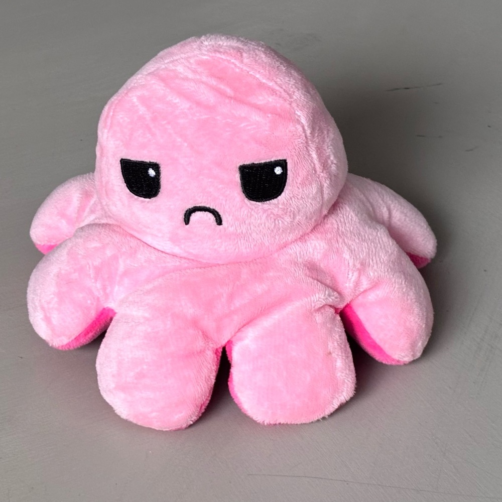 Plushy Expressive Octopus Double Sided Flip Design Two Color Mood Sensory Toy